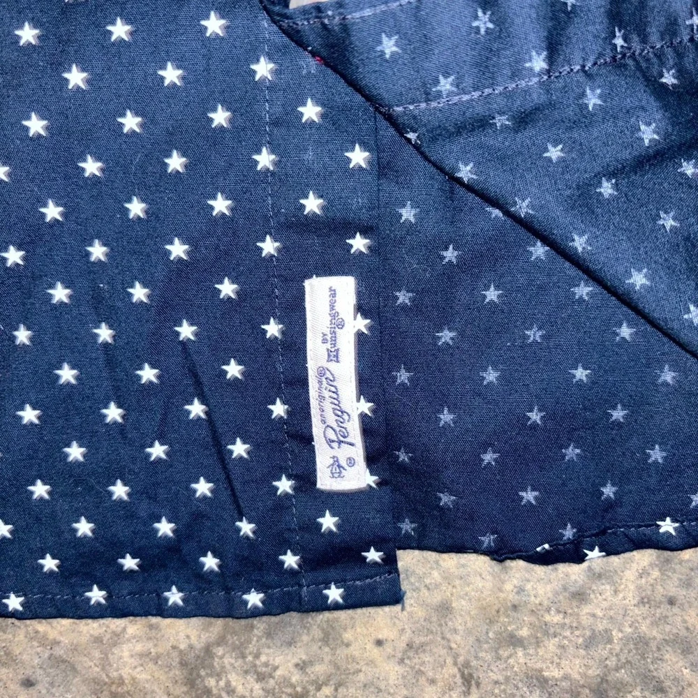 Lot of 2 Penguin Munsingwear Shirt Mens L Navy Blue Stars & Palm Print Button Up - Picture 5 of 15